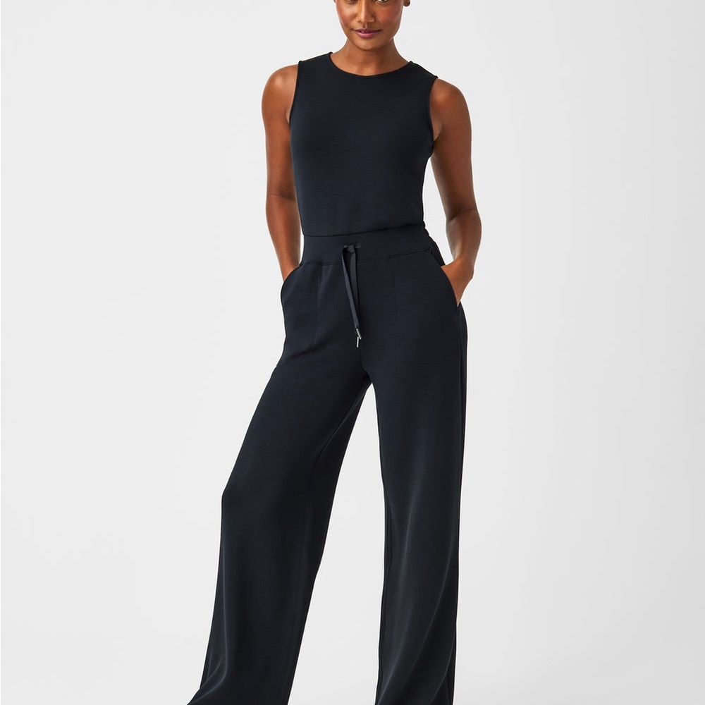 SPANX Black Sleeveless Wide-Leg Jumpsuit